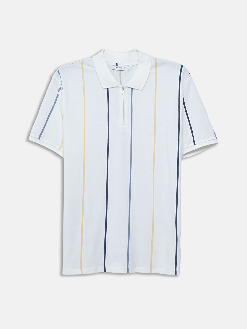 Sarı Polo Yaka Kısa Kollu Çizgili Pike Erkek Tişört-4