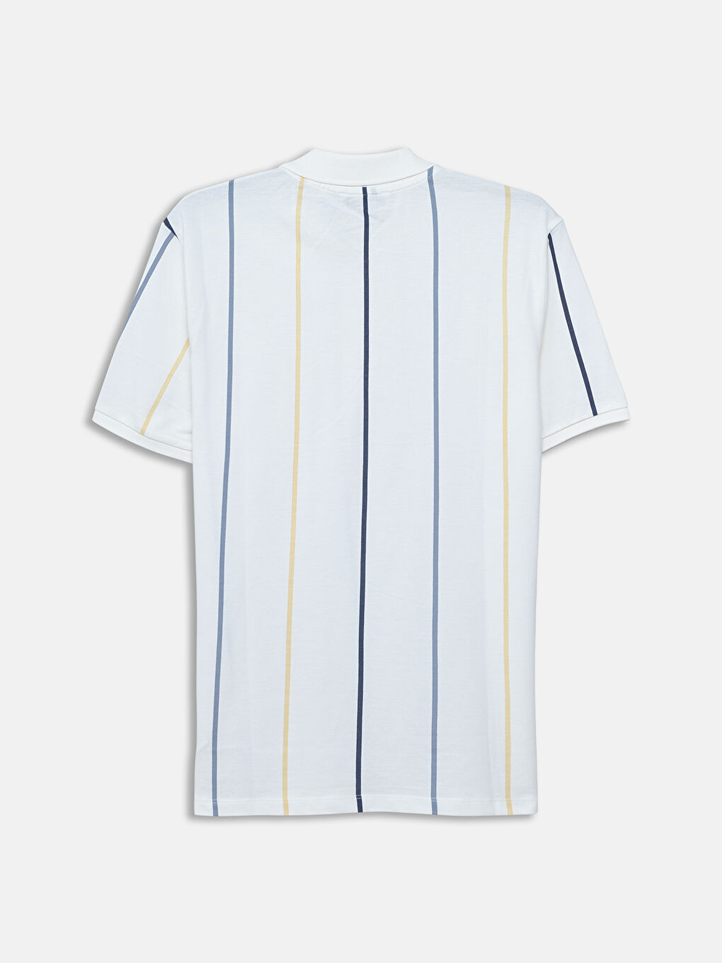 Sarı Polo Yaka Kısa Kollu Çizgili Pike Erkek Tişört-5