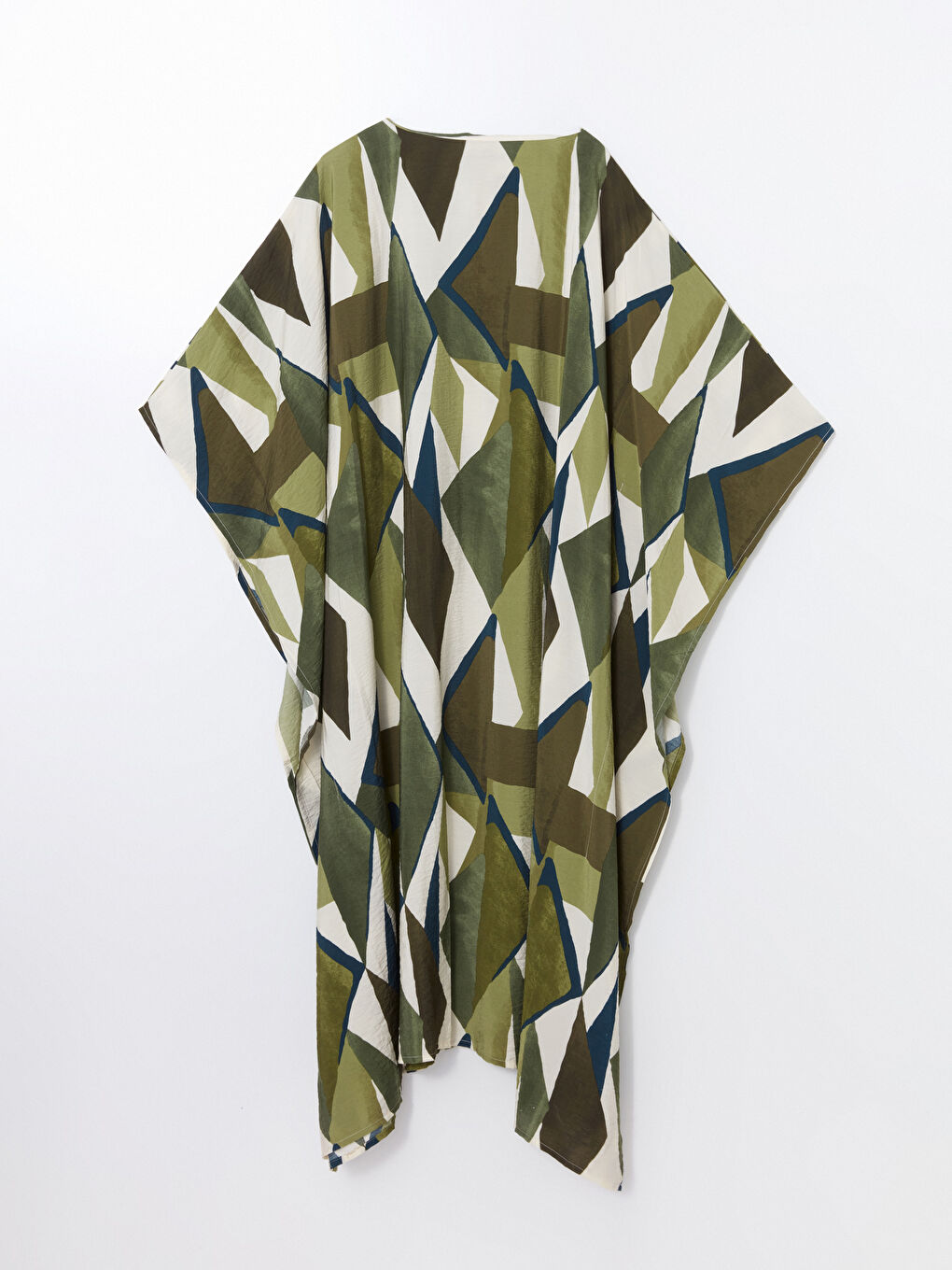 فستان واسع منقوش بعنق مشقوق-6