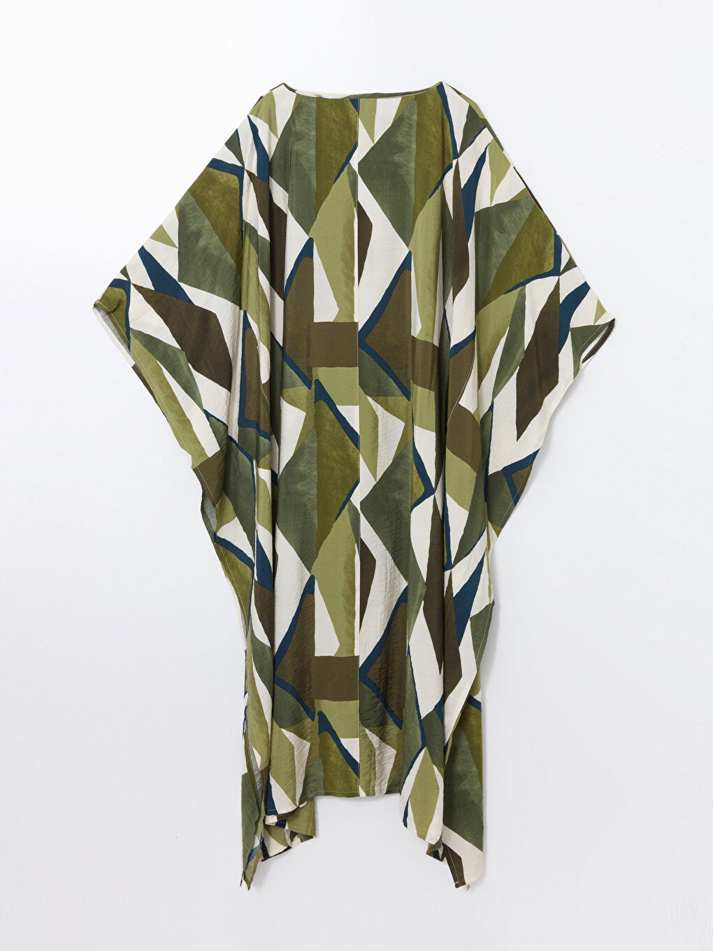 فستان واسع منقوش بعنق مشقوق-7