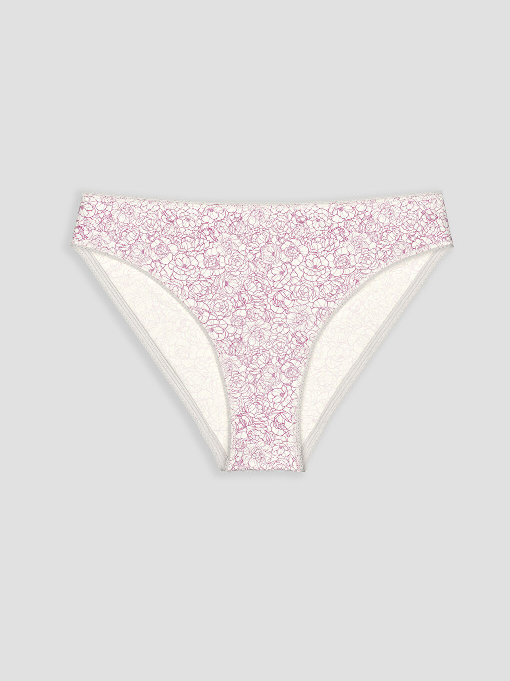 Ekru Çiçekli Bikini Külot