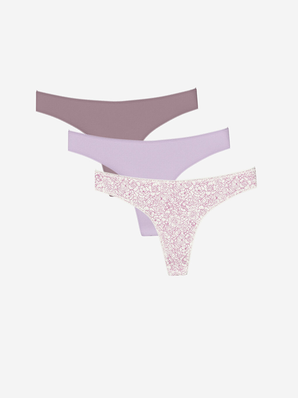 Ekru Desenli Tanga Külot 3'lü Paket