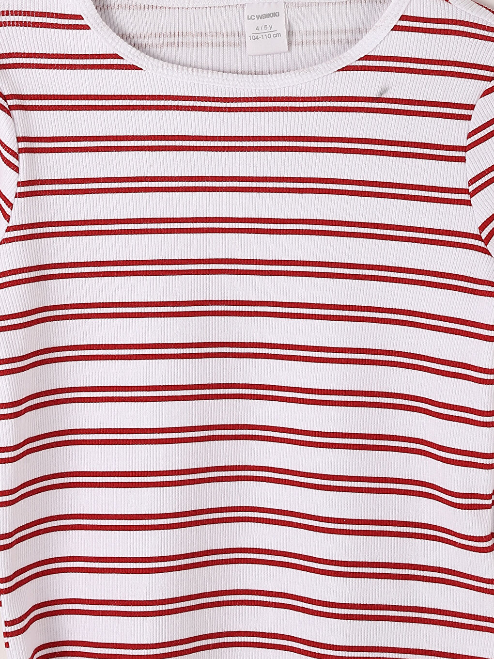 Crew Neck Striped Long Sleeve Girls' T-Shirt -S59387Z1-E48