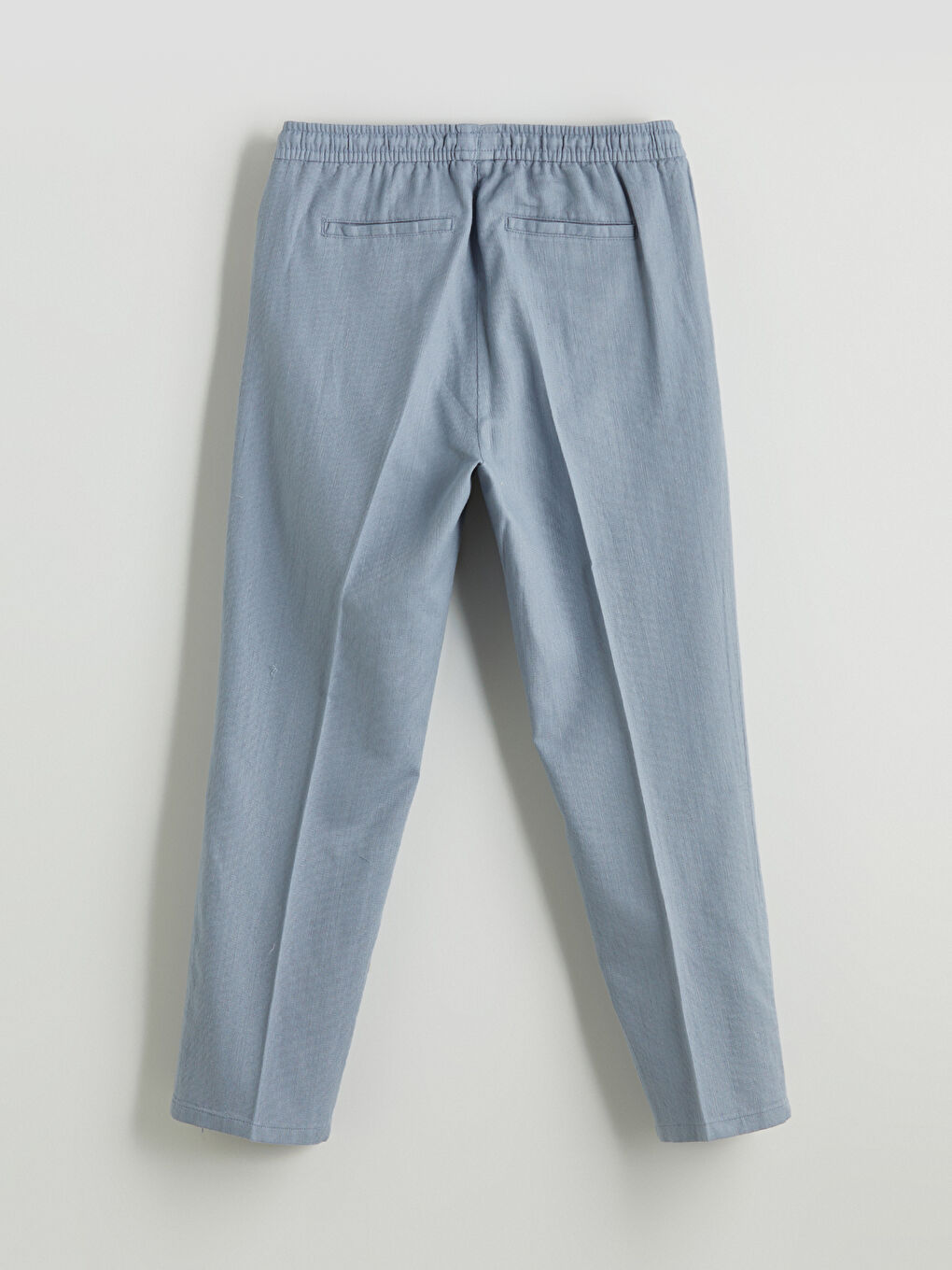 Mavi Standart Kalıp Keten Görünümlü Erkek Pileli Pantolon-5