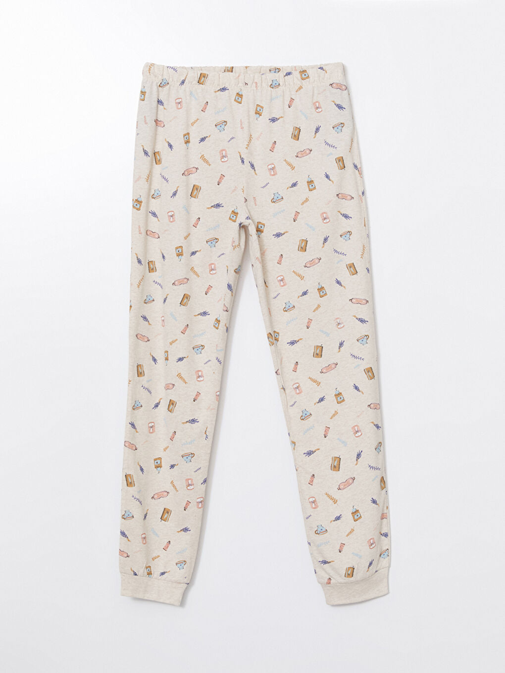 LCW DREAM Bej Bisiklet Yaka Baskılı Kadın Pijama Takımı - 7