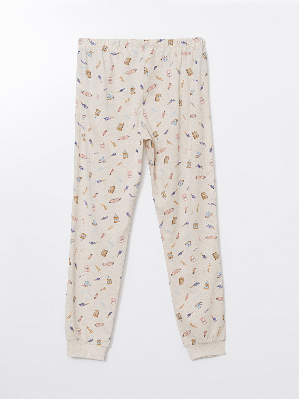 LCW DREAM Bej Bisiklet Yaka Baskılı Kadın Pijama Takımı - 8