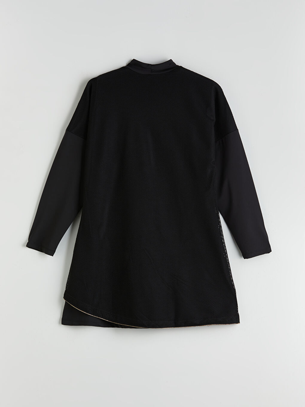 Siyah Dik Yaka Baskılı Kadın Tesettür Mayo Üst-1