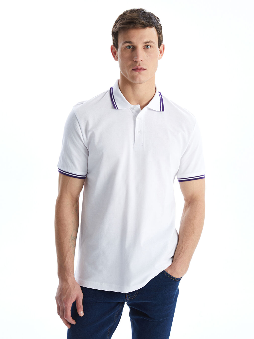 Polo Neck Short Sleeve Pique Men's T-Shirt