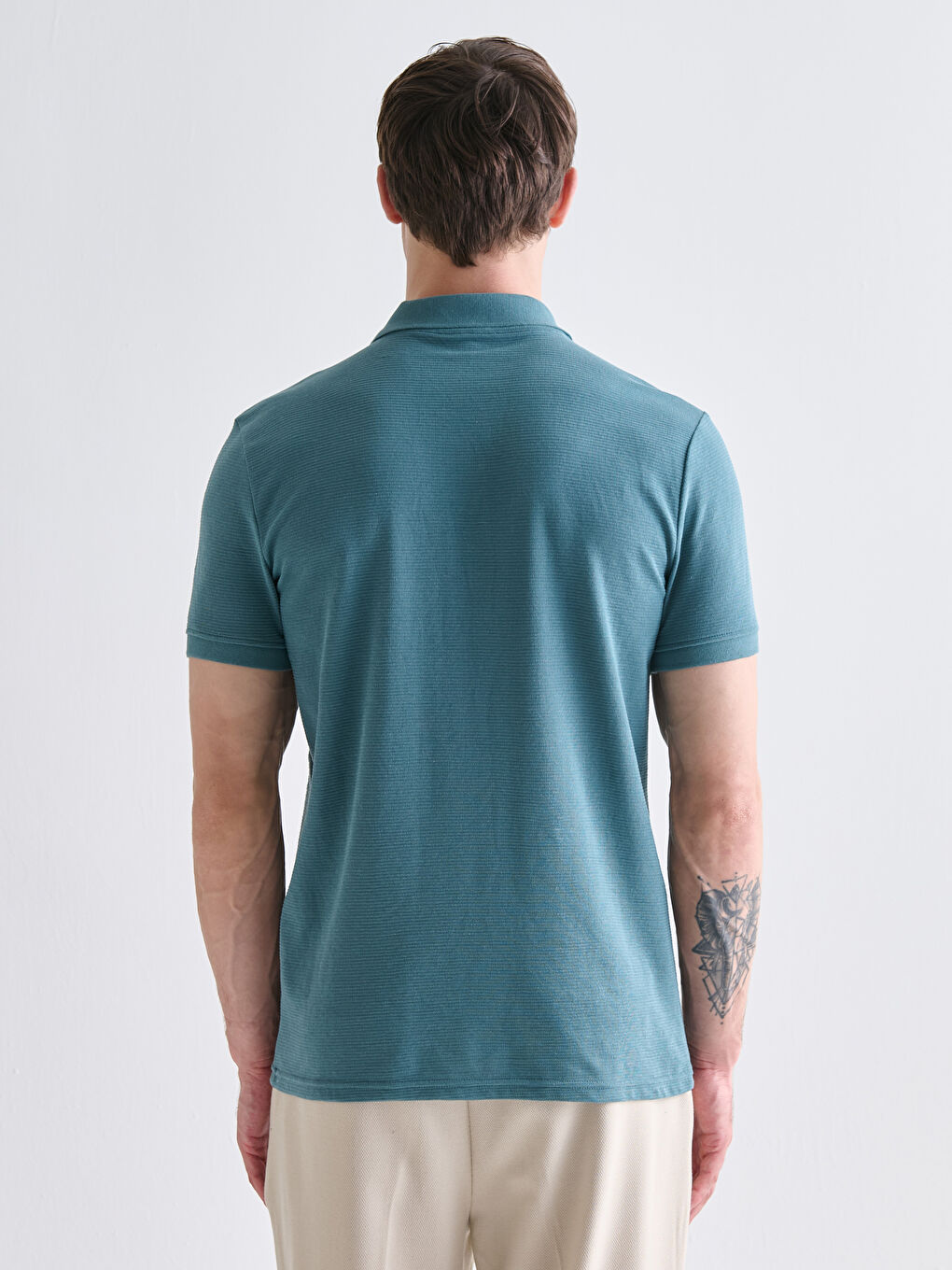 T-shirt Texturé à Manches Courtes pour Hommes avec Col Polo-3