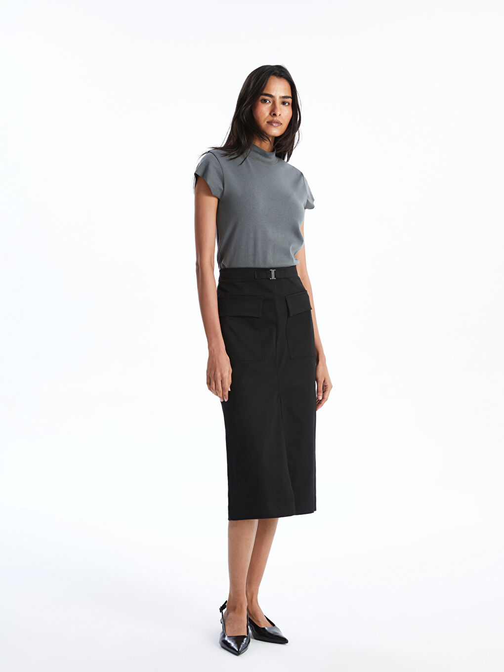 Zippered Waist Women's Pencil Skirt -S59508Z8-CVL