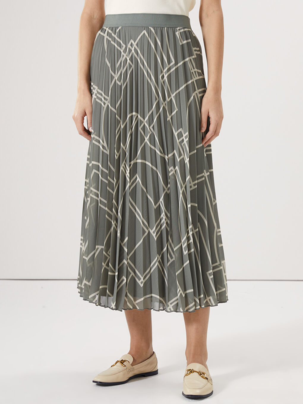 Elasticated Waist Patterned Pleated Women's Skirt -S59511Z8-LRR