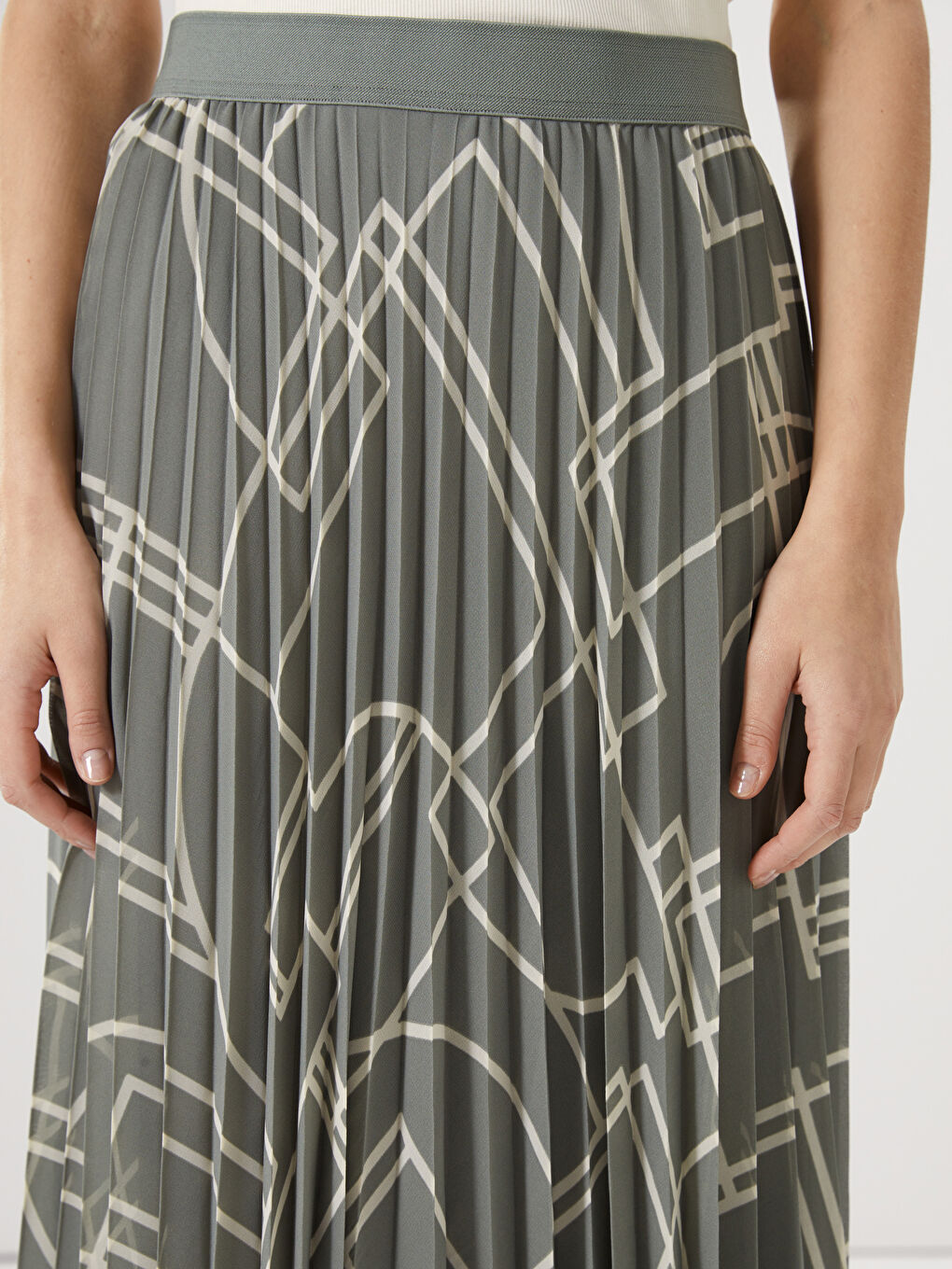 Elasticated Waist Patterned Pleated Women's Skirt -S59511Z8-LRR