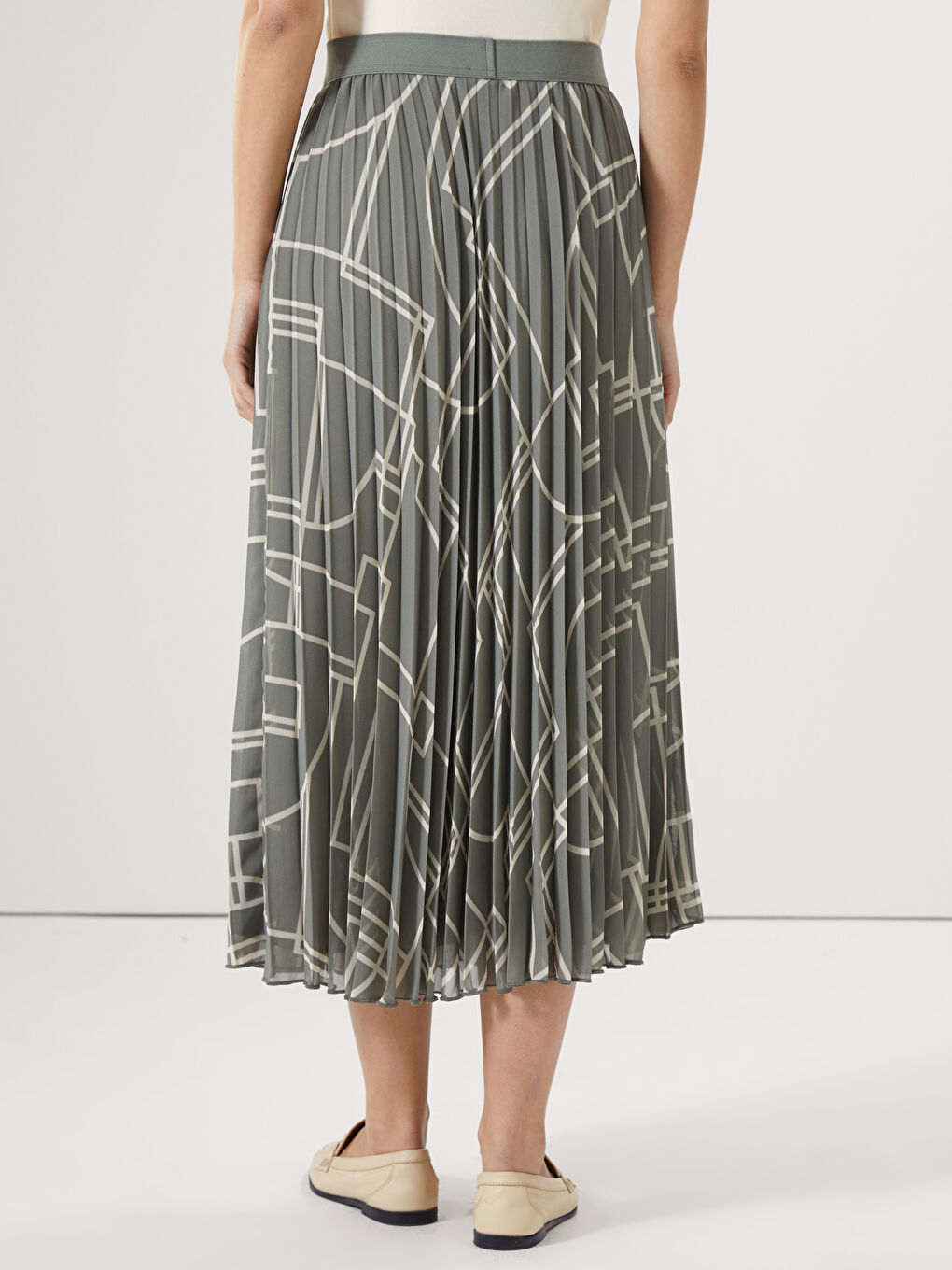 Elasticated Waist Patterned Pleated Women's Skirt -S59511Z8-LRR