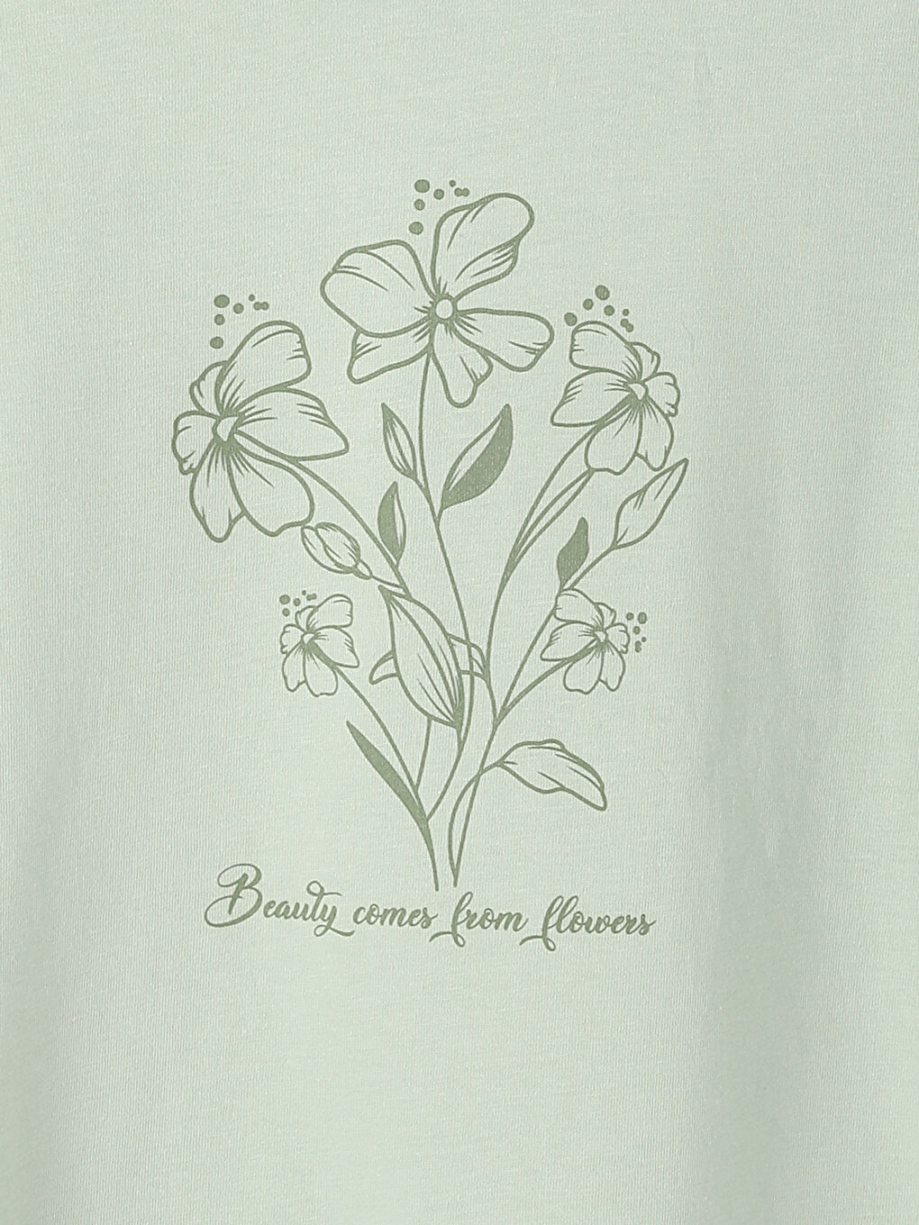 Flower Printed Crew Neck Short Sleeve T-Shirt-3