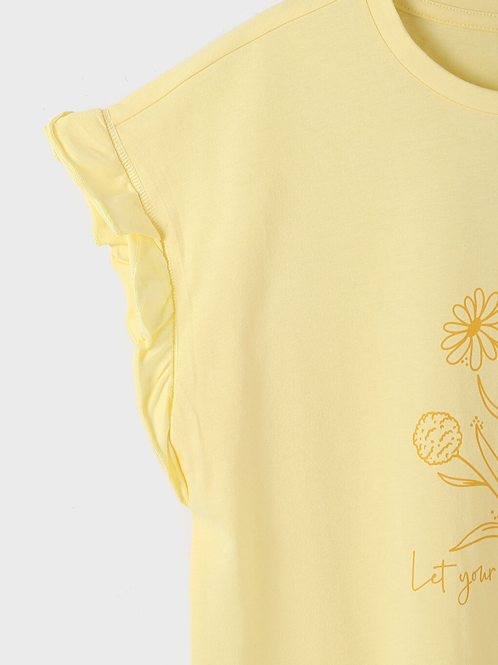 تيشيرت بأكمام قصيرة ورقبة دائرية بطبعة زهور-2