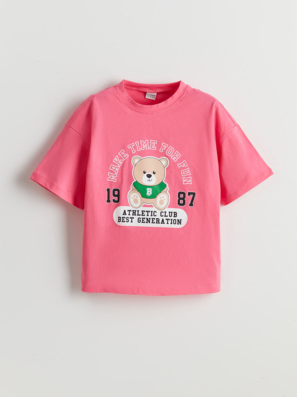 طقم بيجامة قصيرة للبنات بياقة دائرية-1