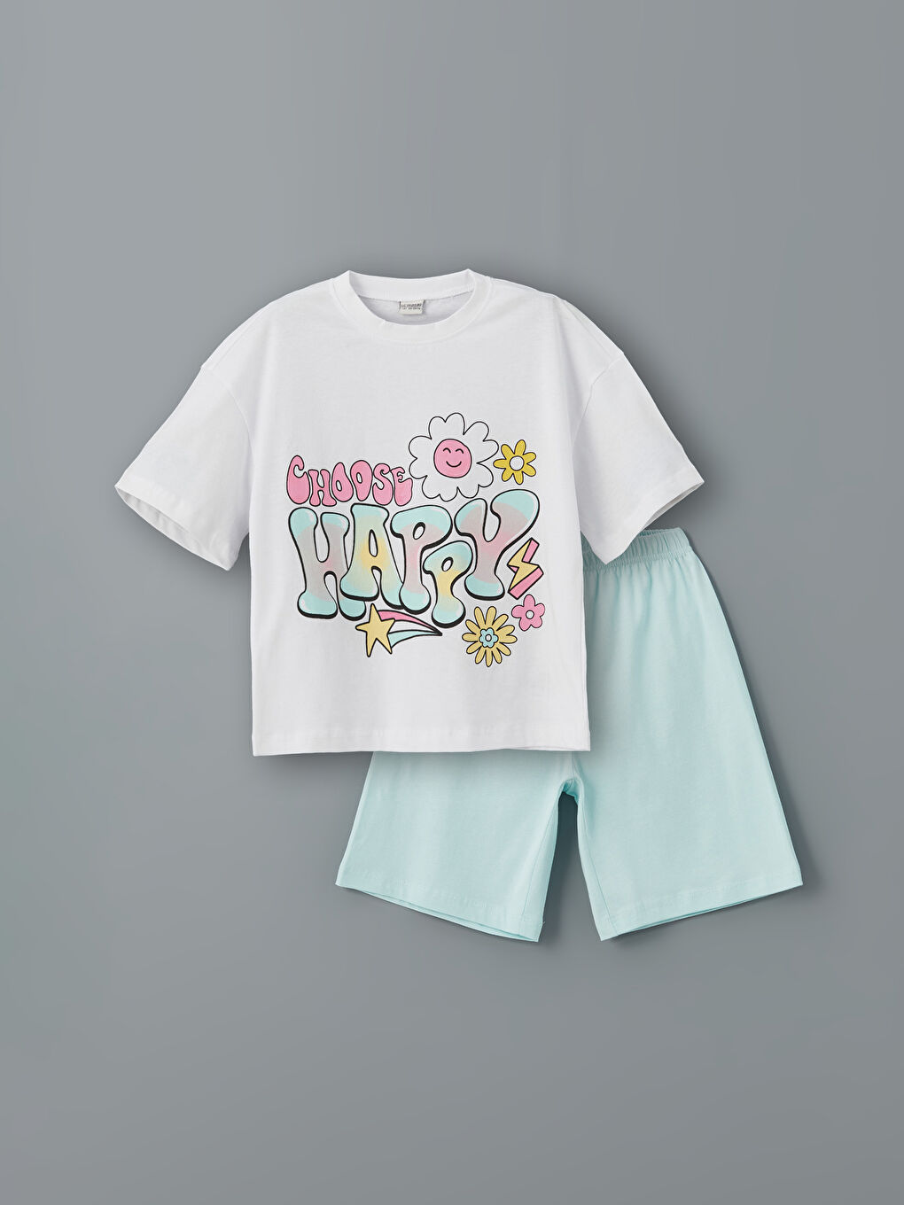 Ensemble Pyjama Court à Col Rond pour Filles
