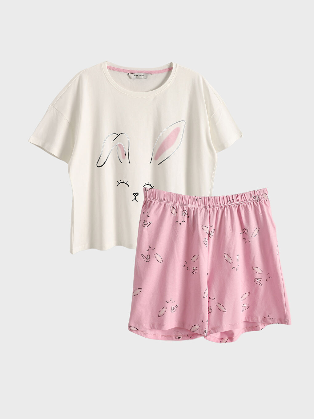 Crew Neck Printed Women's Short Pyjama Set -S59575Z8-LT4