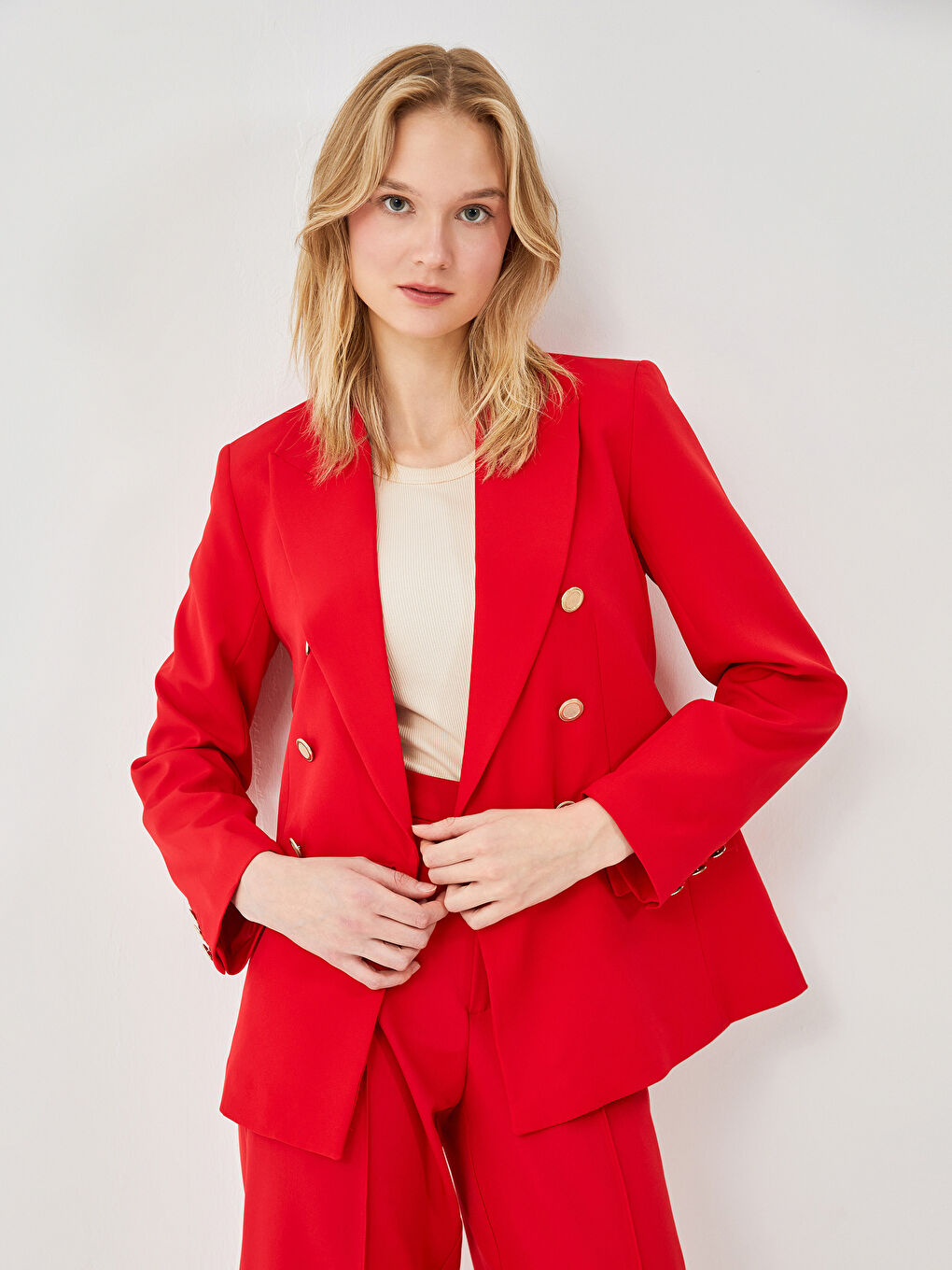 Ženska blazer jakna od krepa -S59577Z8-CRT