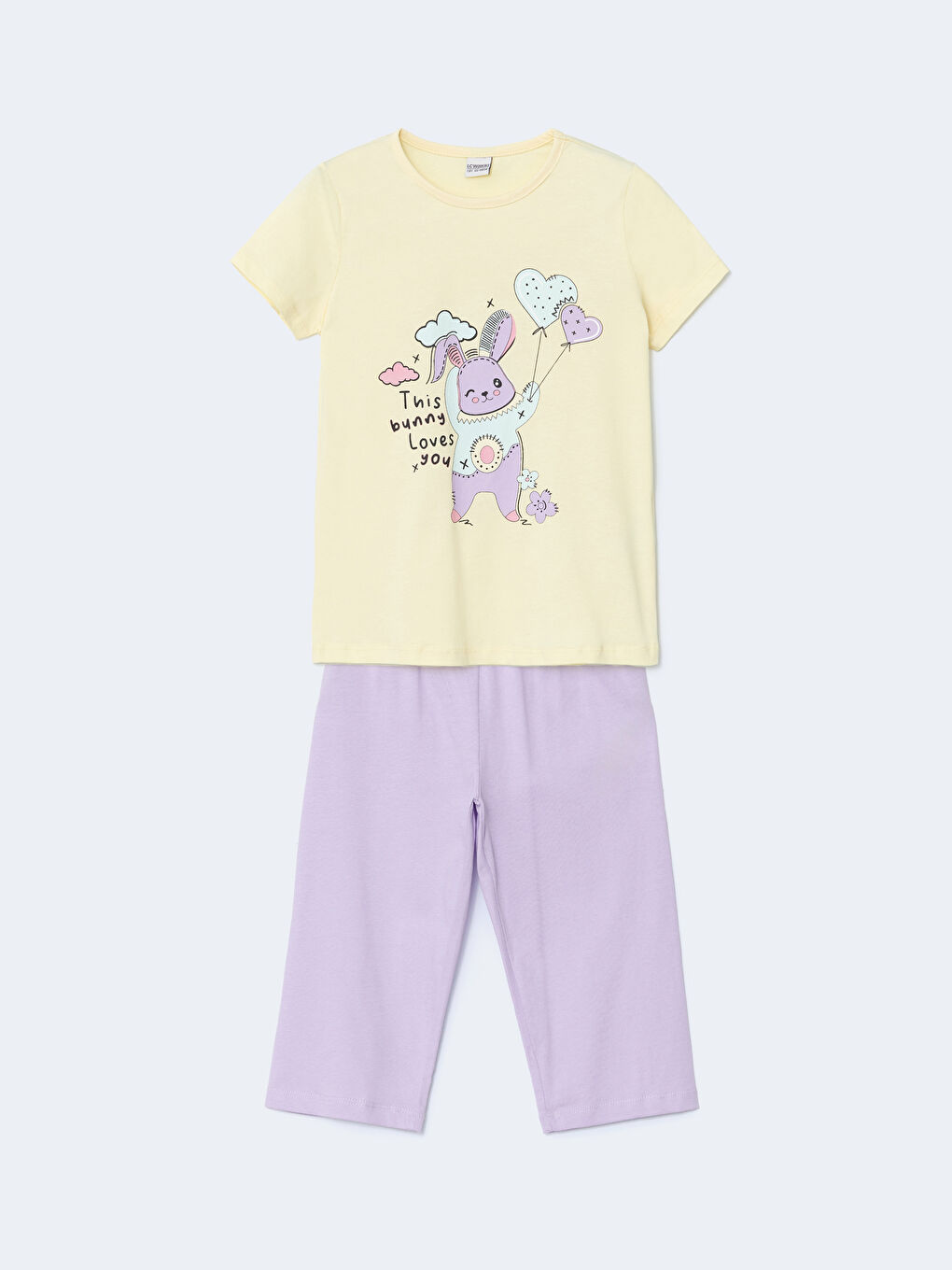 Ensemble de Pyjama Imprimé pour Filles à Col Rond