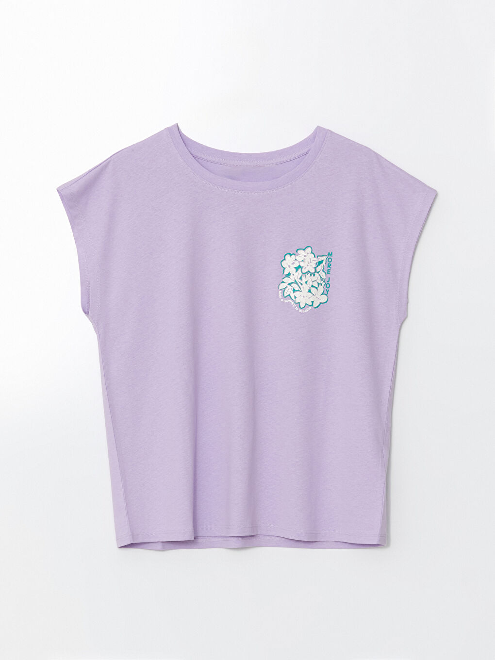 Lila Bisiklet Yaka Baskılı Kadın Pijama Üst