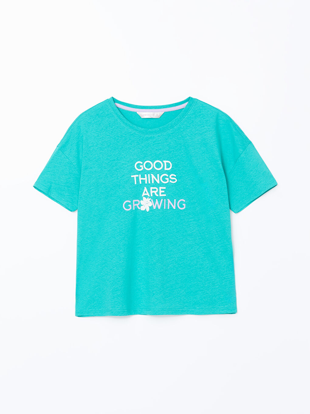 Yeşil Bisiklet Yaka Baskılı Kadın Pijama Üst