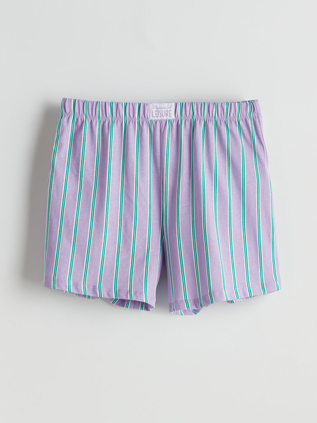 LCW DREAM Lila Beli Lastikli Çizgili Kadın Şort Pijama Altı - 4