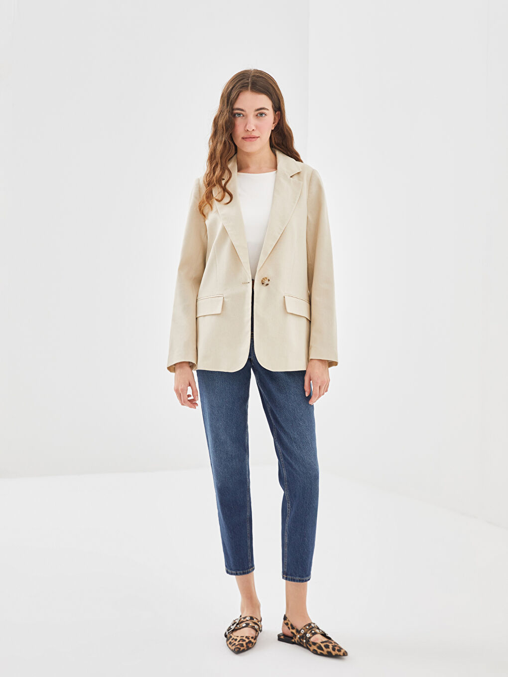 LCW Vision Linen Blend Women's Blazer Jacket -S59657Z8-PVL