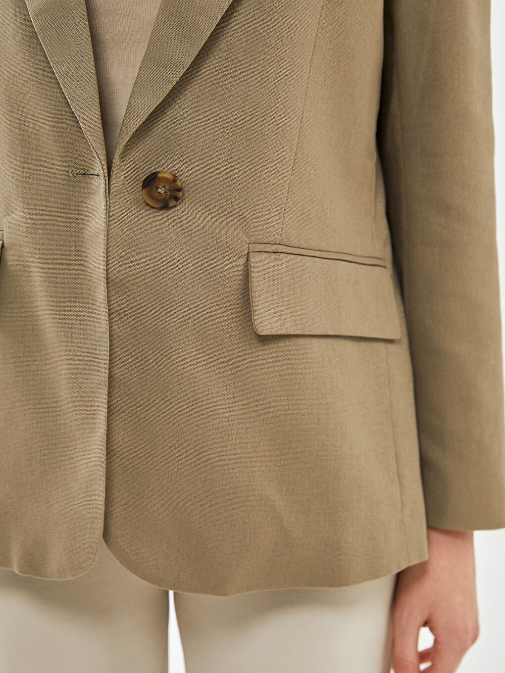 Linen Blend Women's Blazer Jacket -S59657Z8-QGP