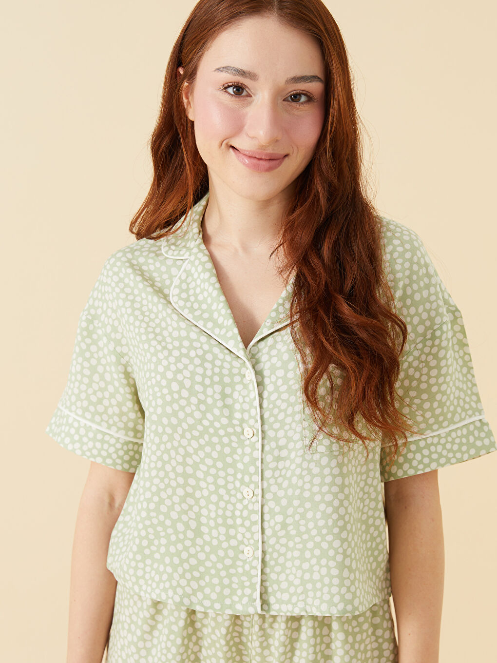 Petite Collared Neck Women's Shortie Pyjama Set -S59671Z8-LRA