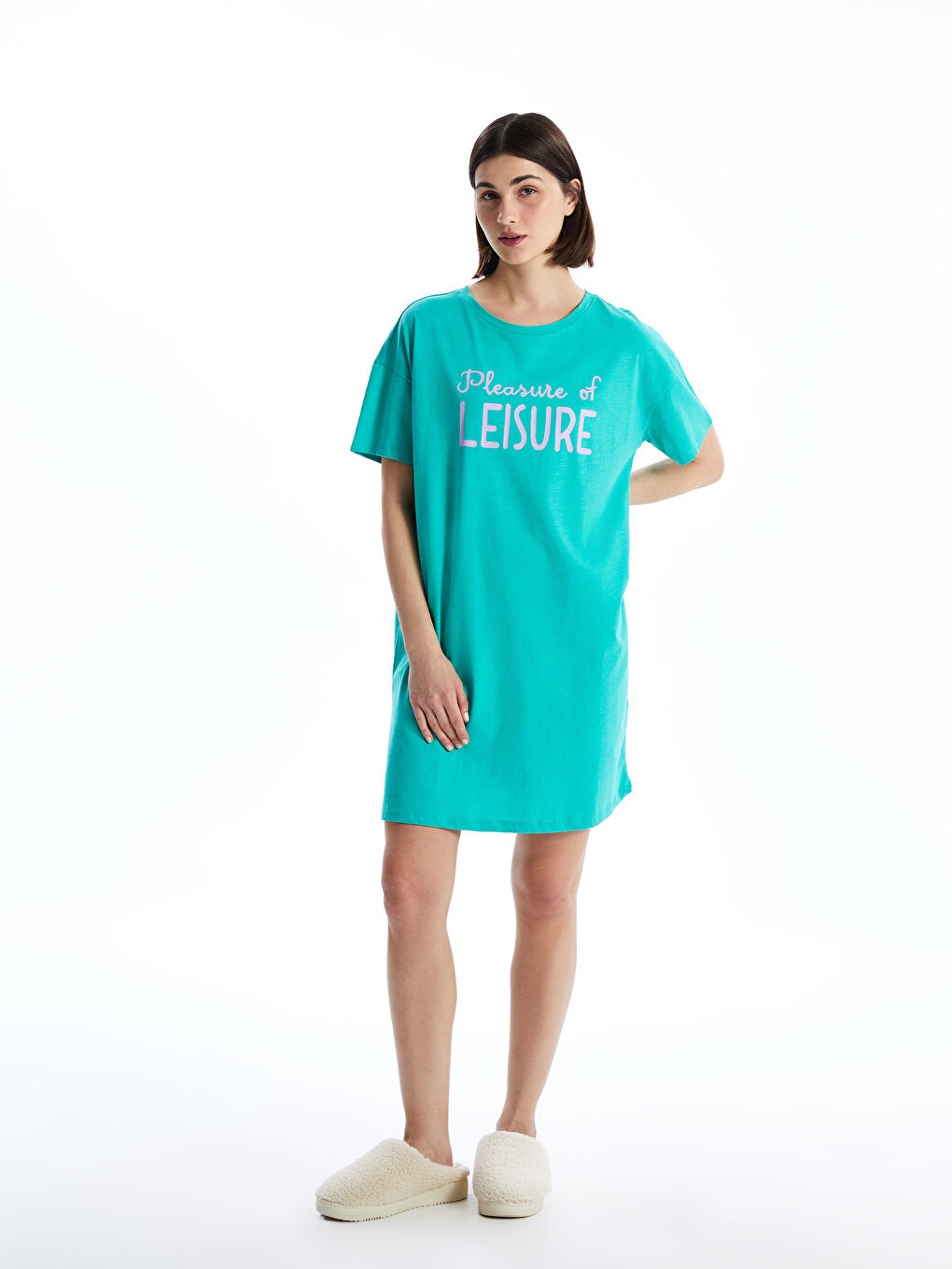 Crew Neck Printed Women's Nightdress -S59672Z8-GHX