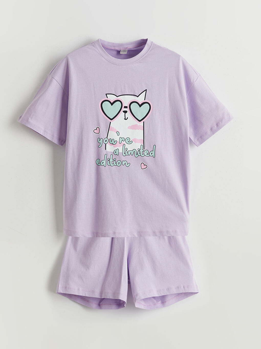LCW Kids Crew Neck Girls' Shortie Pyjama Set -S59685Z4-G0W