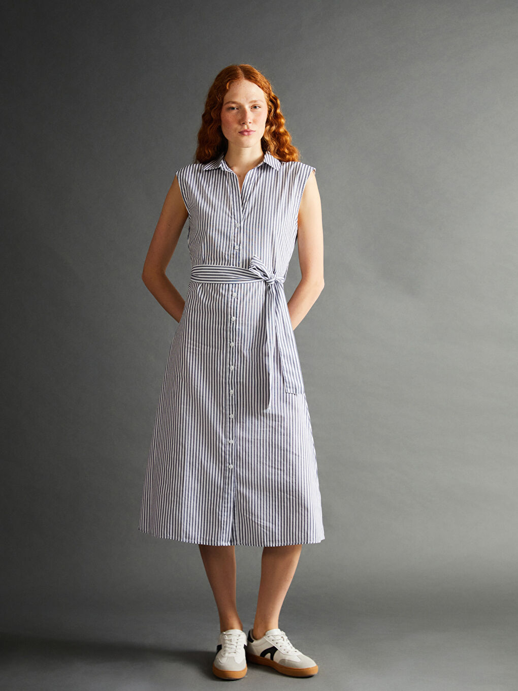 Striped Women's Shirt Dress -S59706Z8-LEN