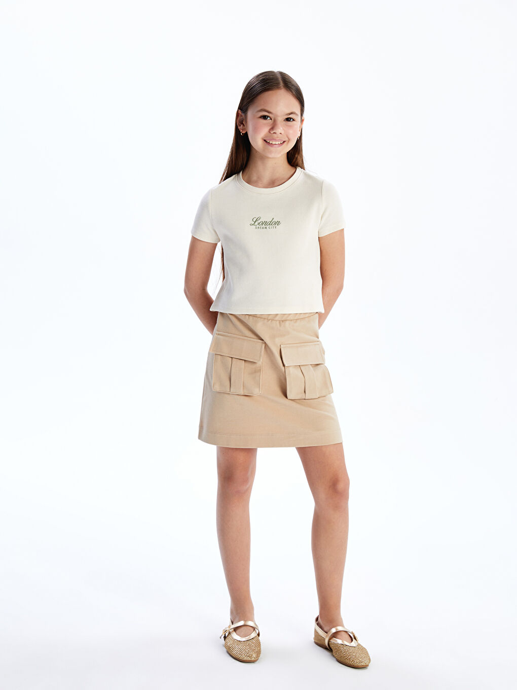 Jupe Fille à Taille Élastiquée-1