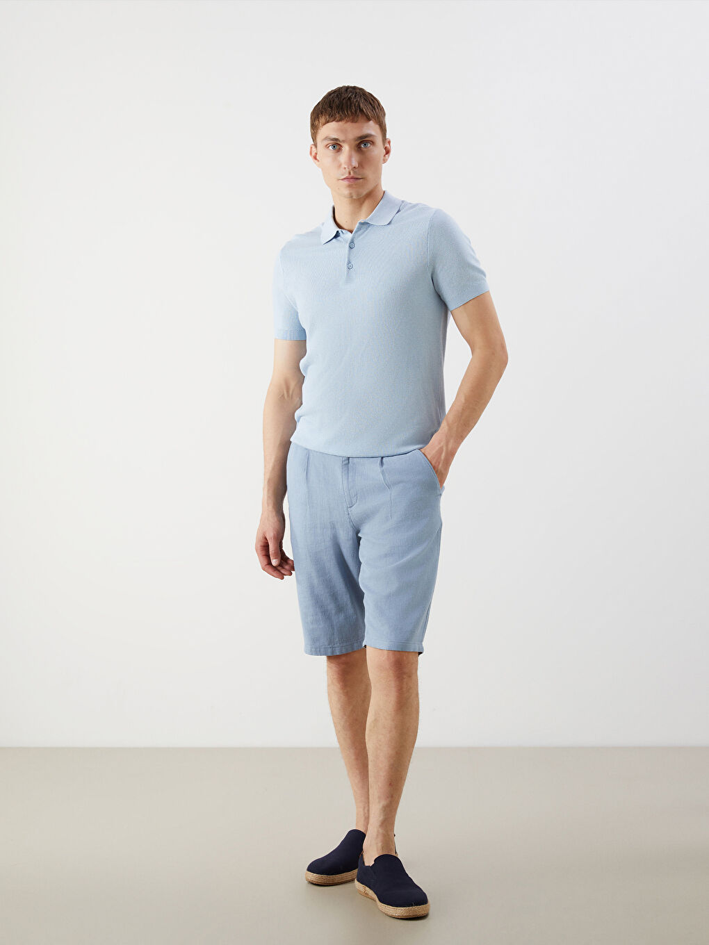 Standard Fit Linen Blend Men's Shorts -S59737Z8-GP0