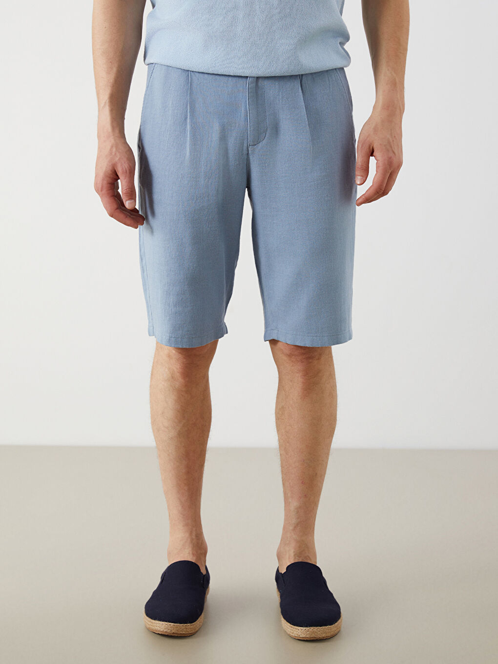 Standard Fit Linen Blend Men's Shorts -S59737Z8-GP0