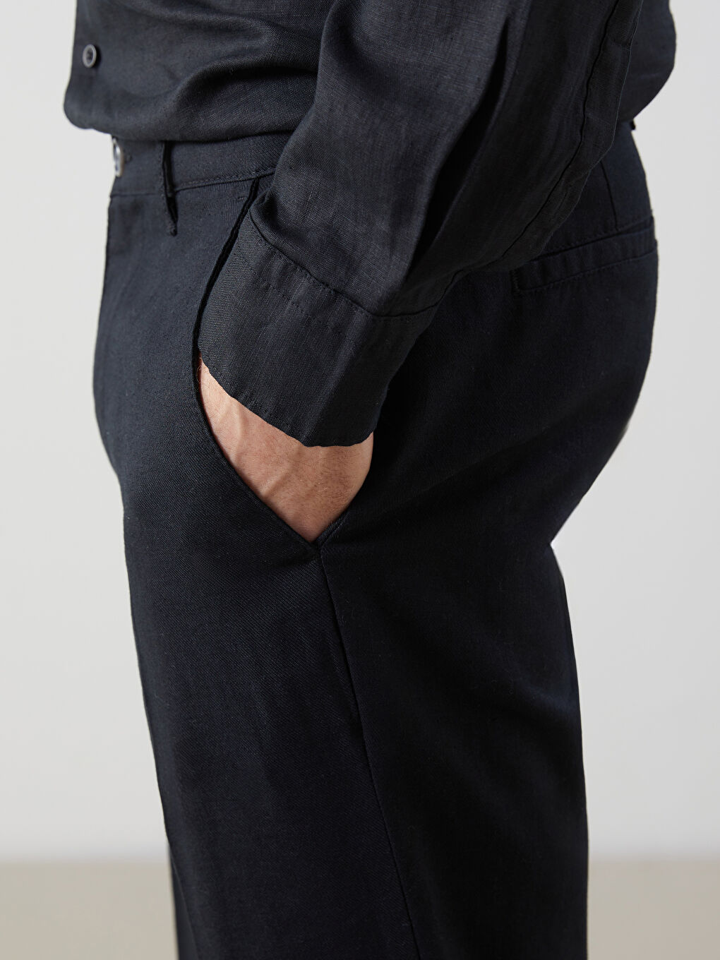 Standard Fit Linen Blended Men's Trousers -S59739Z8-CVL