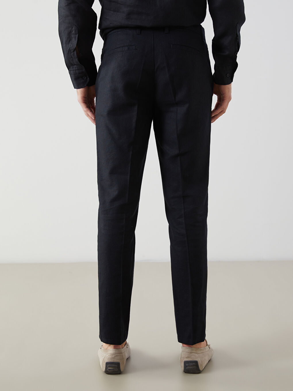 Standard Fit Linen Blended Men's Trousers -S59739Z8-CVL