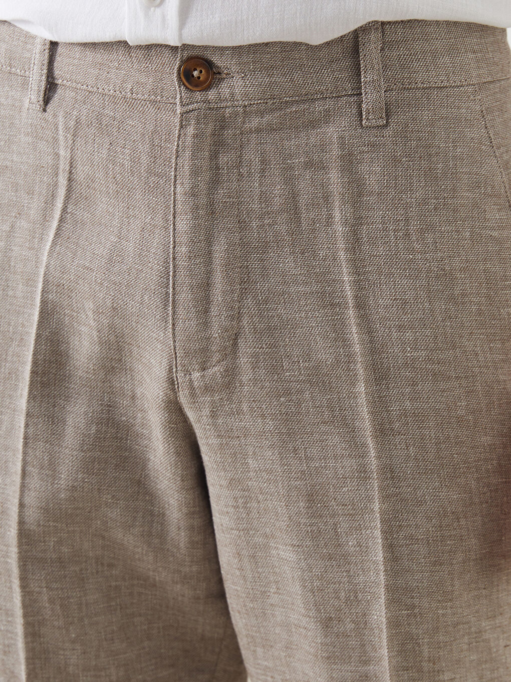 Standard Fit Linen Blend Men's Trousers -S59739Z8-DVB