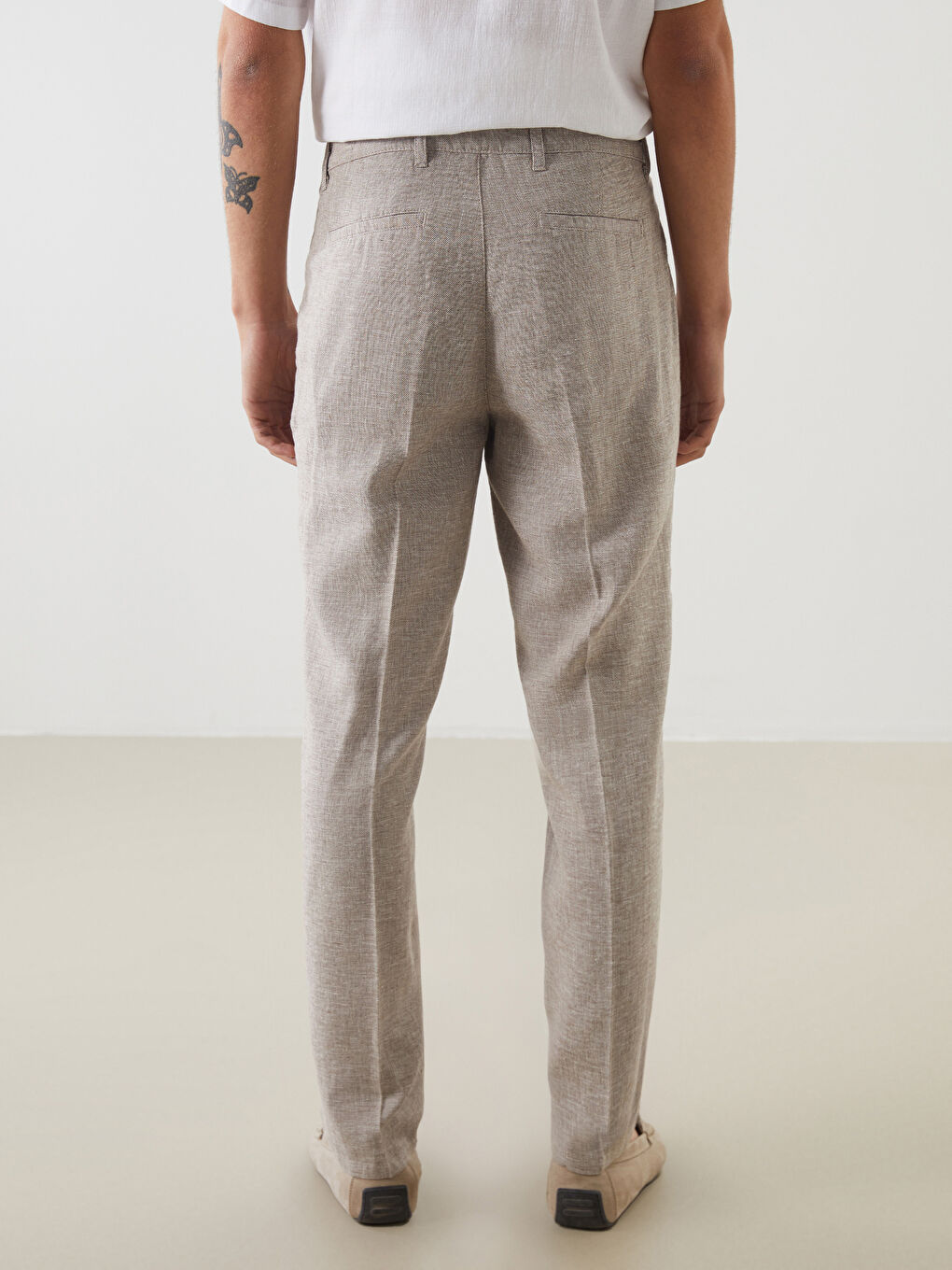 Standard Fit Linen Blend Men's Trousers -S59739Z8-DVB