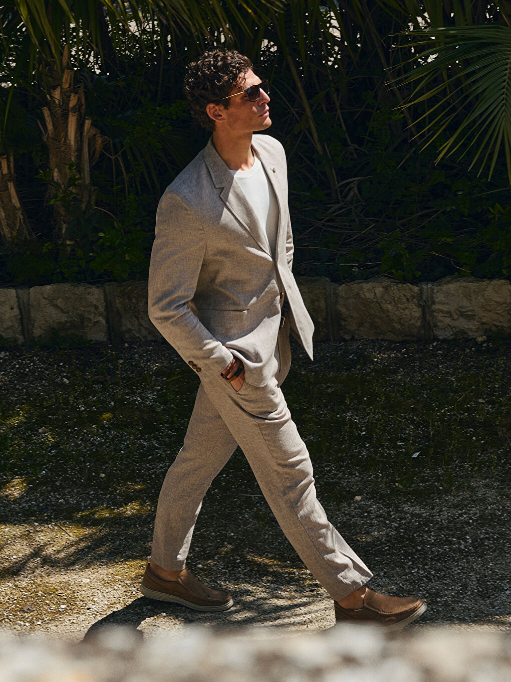 Standard Fit Linen Blend Men's Trousers -S59739Z8-DVB