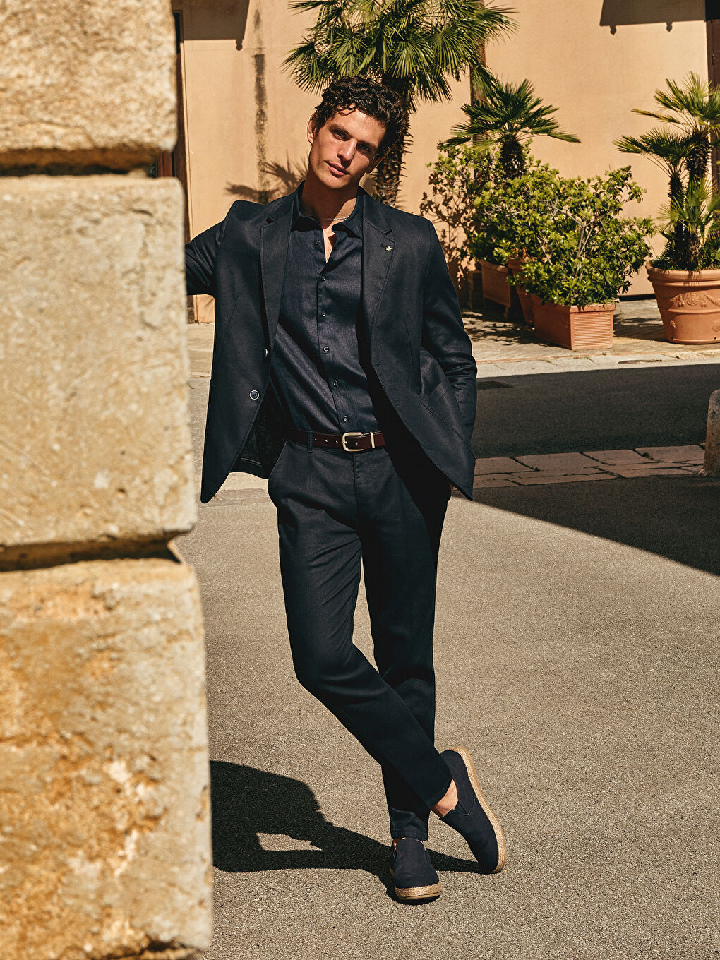 Standard Fit Linen Blend Men's Trousers -S59739Z8-RFH