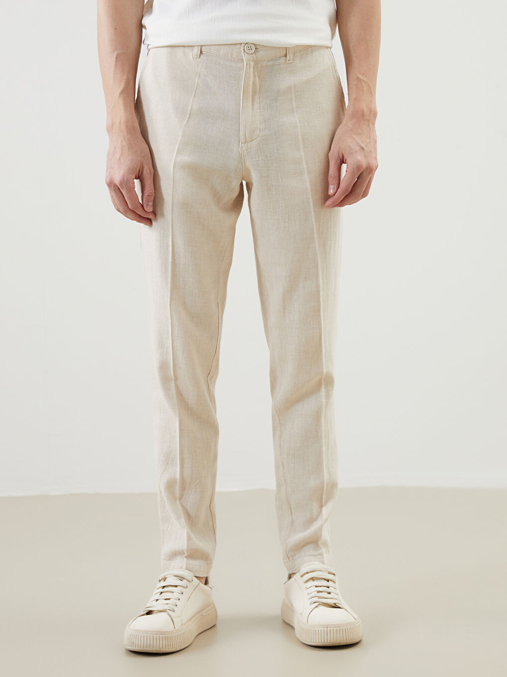 Standard Fit Linen Blend Men's Trousers -S59739Z8-RW0