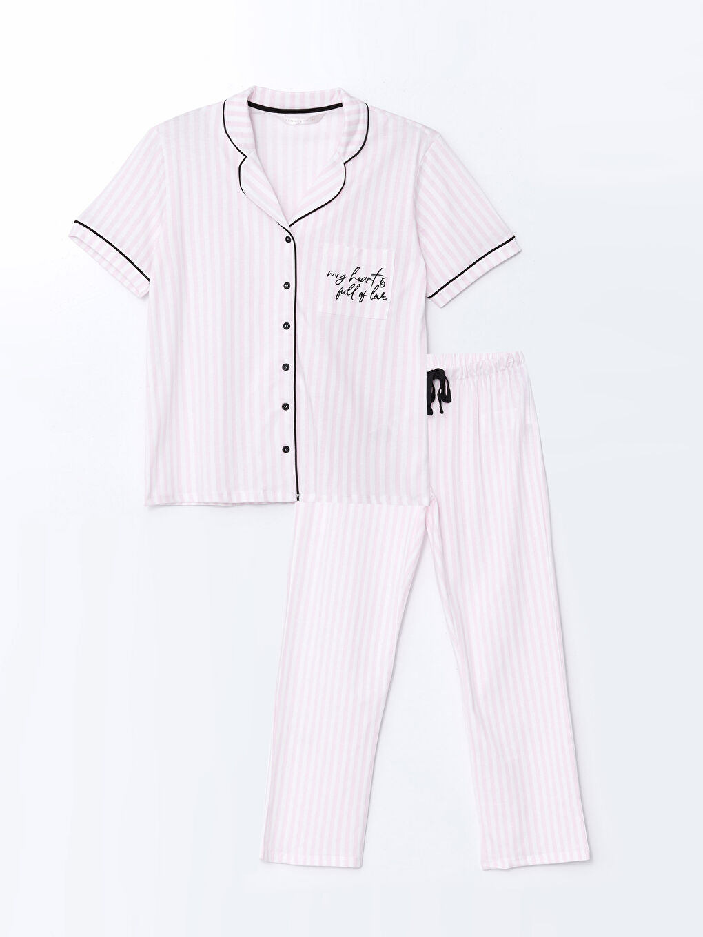 Ekru Gömlek Yaka Nakışlı Kadın Pijama Üst