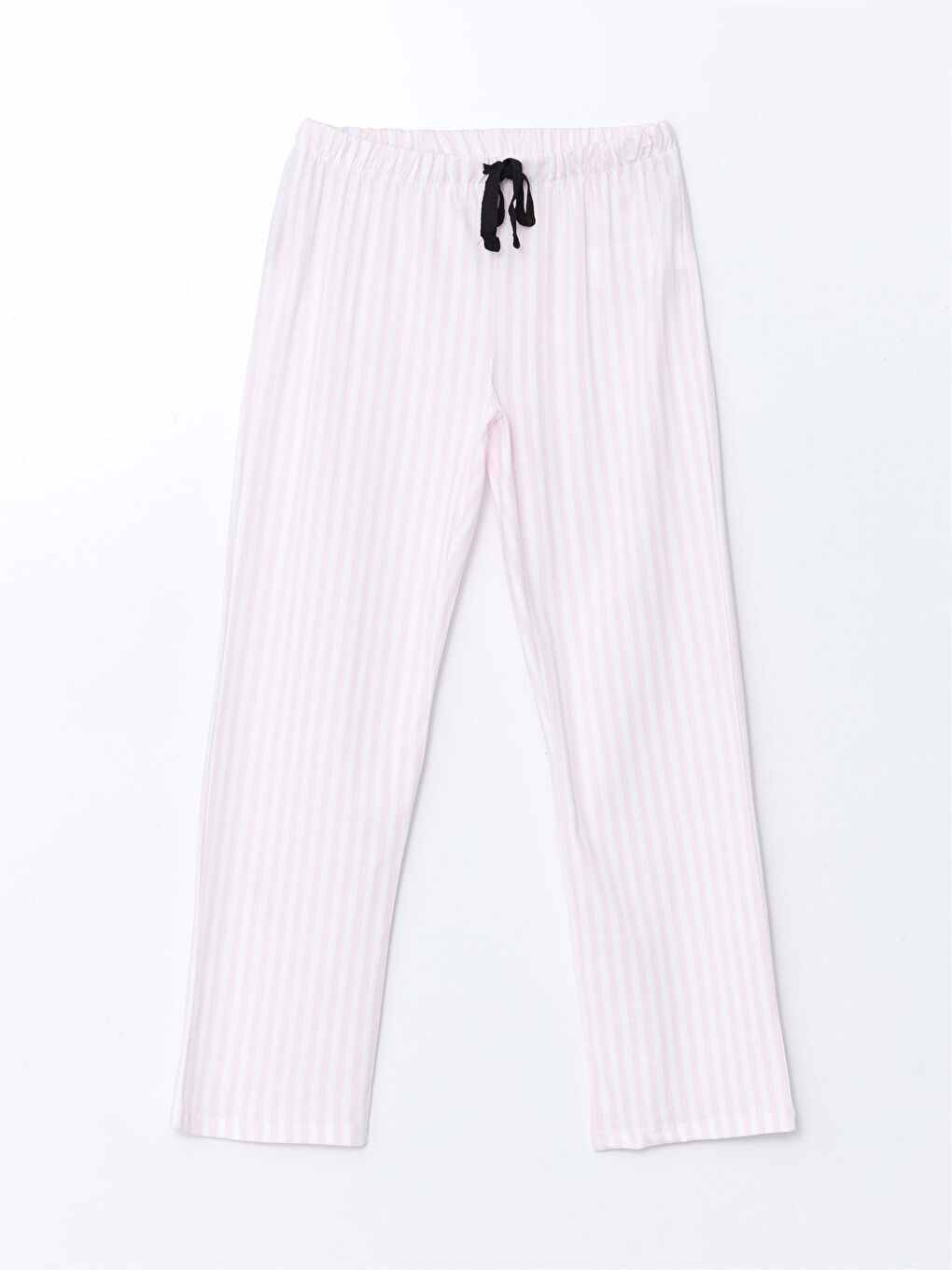 Ekru Beli Lastikli Çizgili Kadın Pijama Alt