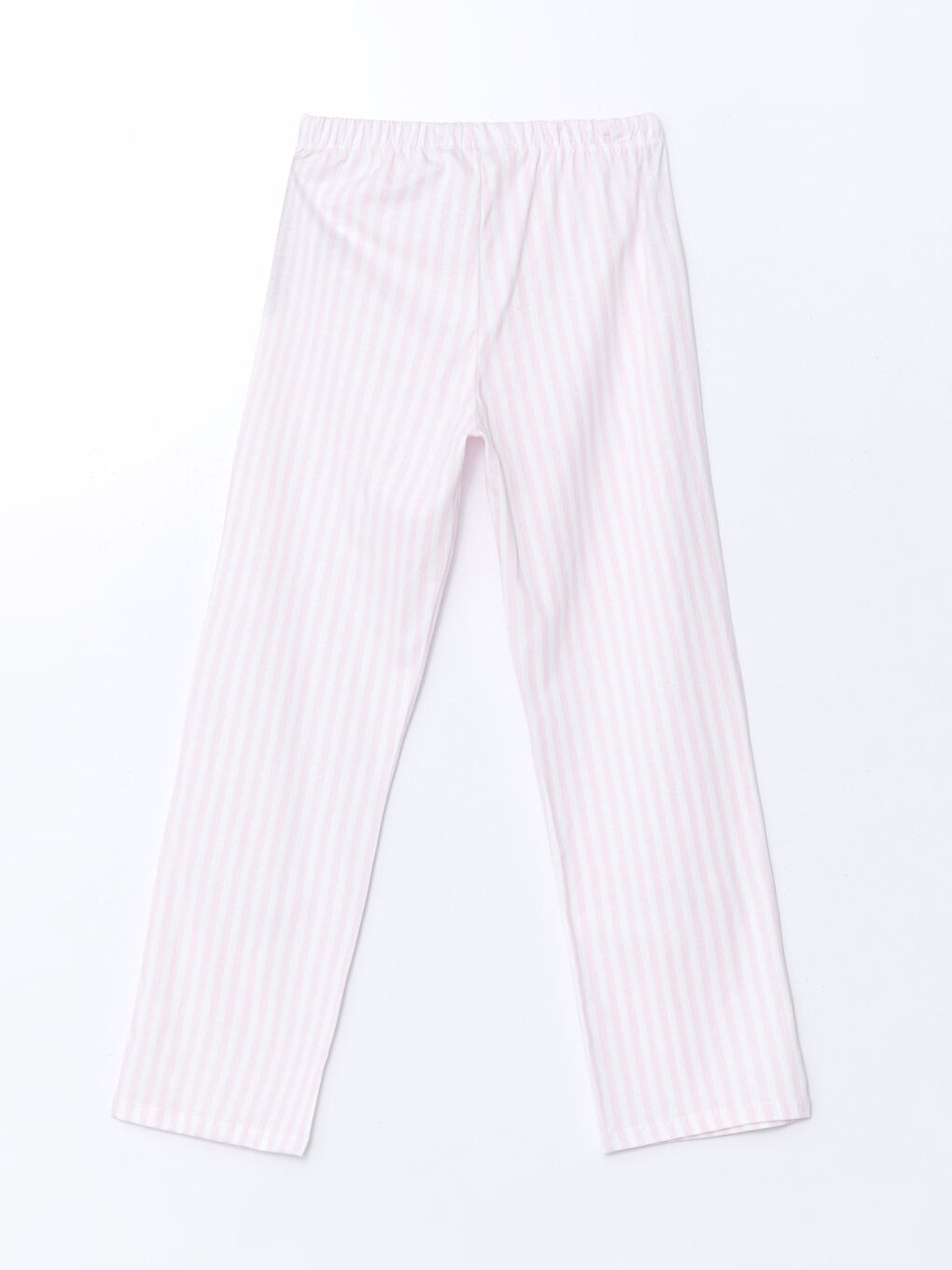 Ekru Beli Lastikli Çizgili Kadın Pijama Alt-1