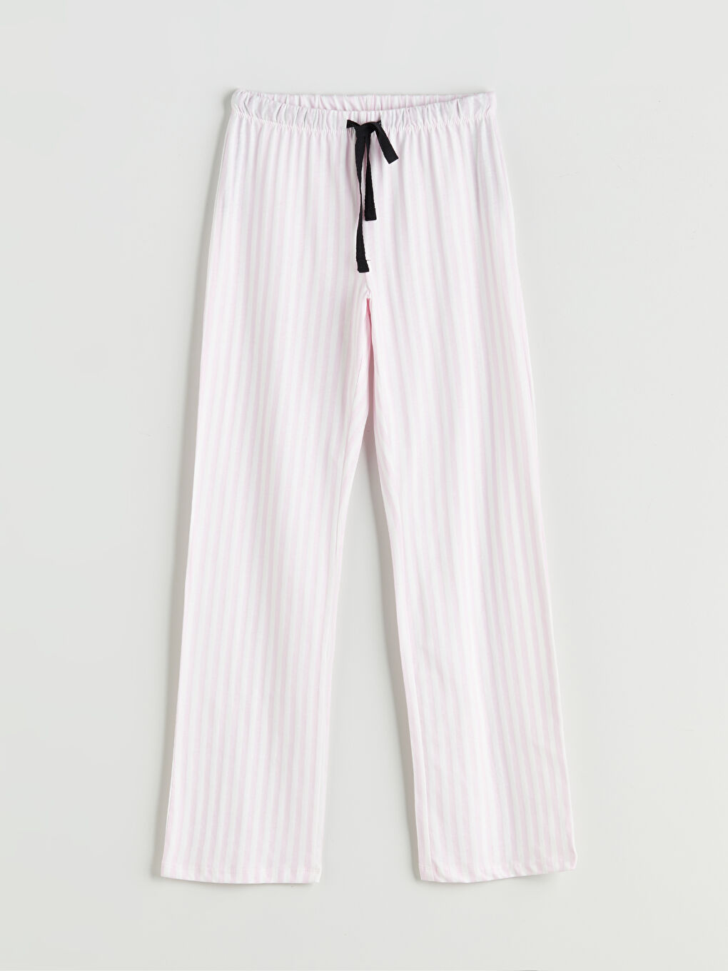 Ekru Beli Lastikli Çizgili Kadın Pijama Alt-4