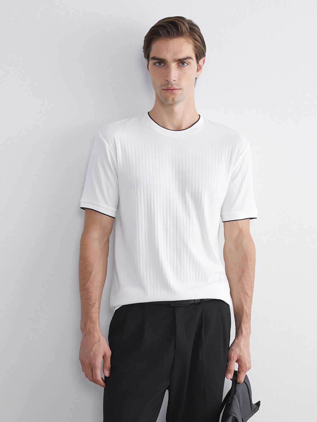 Мужчины Белый Футболка-3