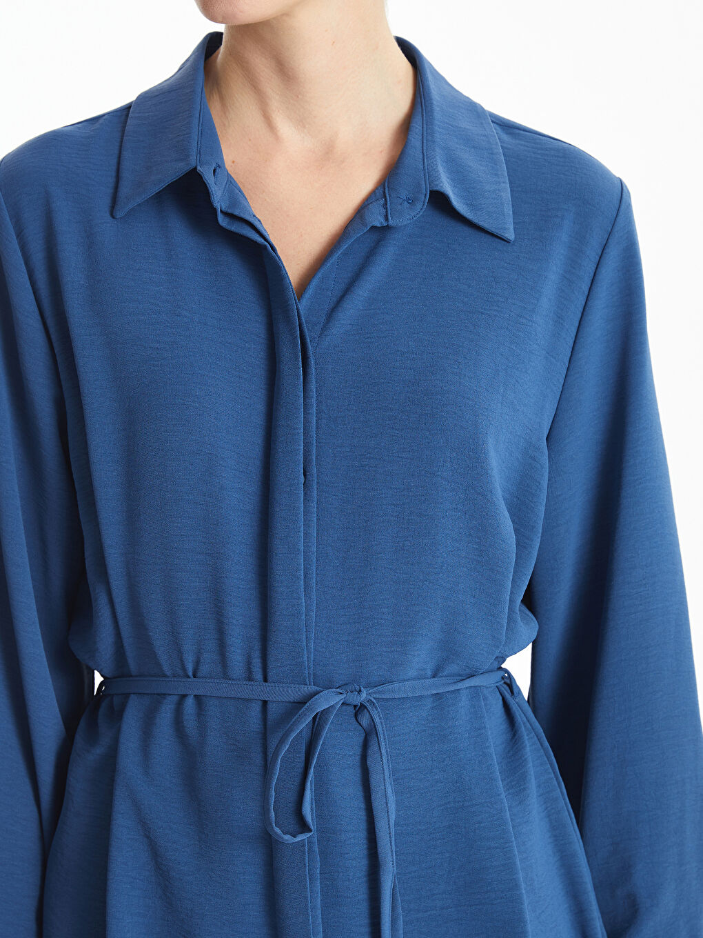 Plain Sashed Women's Shirt Tunic -S59771Z8-HRQ