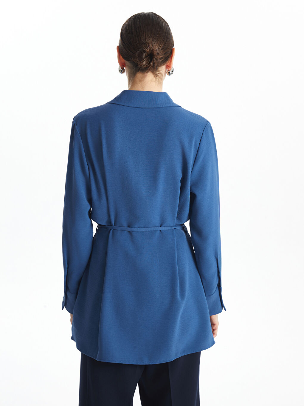 Plain Sashed Women's Shirt Tunic -S59771Z8-HRQ